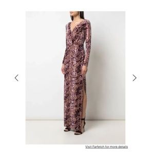 RACHEL ZOE Dianora Long Velvet Dress Womens Sz 0 Purple Printed Gown NEW $395